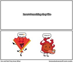 Fan and Red Firey loves Meme Template