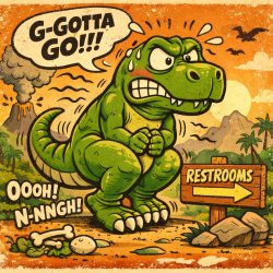 Dinosaur that has too poop really badly Meme Template