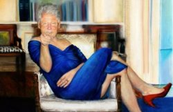 Epstein's Oil Painting Of Bill Clinton In Blue Dress Meme Template