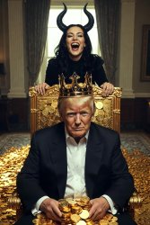 King Donald Trump Satan Mammon worship Meme Template
