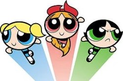 Blossom Bubbles and Buttercup (PPG) Flying Together Meme Template