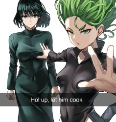 Hold up let him cook tatsumaki and fubuki Meme Template