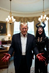 Donald Trump bloody hands Satan evil murderer Meme Template