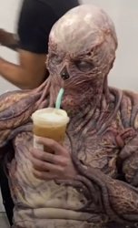 Vecna drinks a milkshake Meme Template