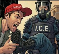 MAGA licking ICE Boots Meme Template