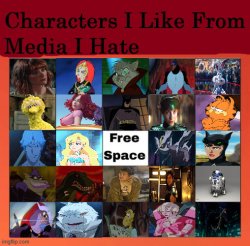 Characters I like from media i hate Meme Template