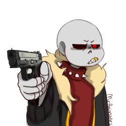 Underfell Sans with a gun Meme Template