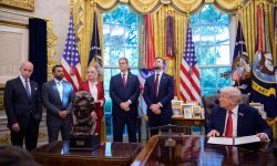 Trump and his lackeys in the Axis of Evil Meme Template