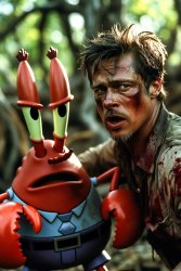 Brad Pitt and Mr.krabs Meme Template