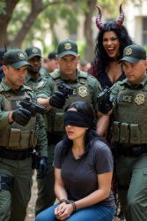 Woman abused by ICE agents Demon Satan Evil Meme Template