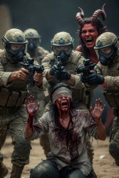 Woman abused by ICE agents Demon Satan Evil Meme Template