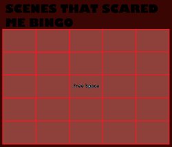 Scenes that scared me bingo Meme Template