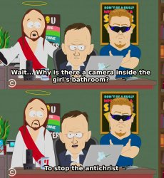 Why is there a camera inside the girl's bathroom Meme Template