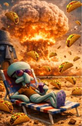 Squidward raining tacos Meme Template