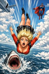 falling toward hungry sharks Meme Template