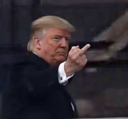 Pedo Trump flips bird Meme Template