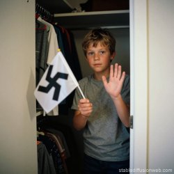 Arbie hiding in his mom's closet swastika Meme Template