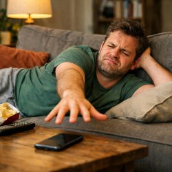 A person sitting on a couch who doesn’t want to get up when thei Meme Template