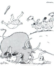 Far side Cavemen vs Buffalo Meme Template
