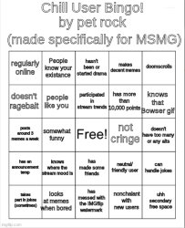 Chill User bingo by pet rock Meme Template