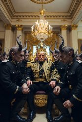 King Donald Trump Satan Mammon worship Meme Template