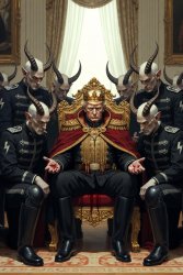 King Donald Trump Satan Mammon worship Meme Template