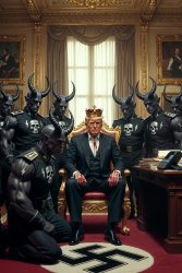 King Donald Trump Satan Mammon worship Meme Template