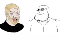 Soyjak vs. Chad (reverse) Meme Template