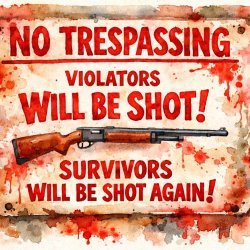No trespassing sign, will be shot in red Meme Template