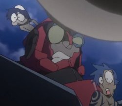Simon, Kamina, and Gurren Lagann looking at something Meme Template