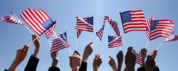 Americans waving American flags Meme Template