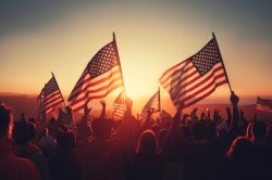 Americans waving American flags Meme Template