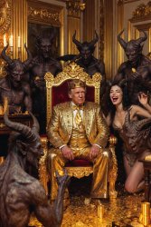King Donald Trump Satan Mammon worship Meme Template