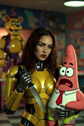 Megan Fox and Patrick Star FNAF style Meme Template