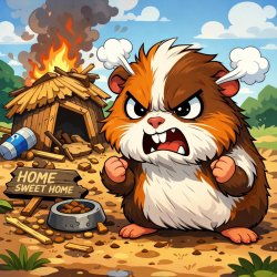 A guinea pig really angry because he lost his house Meme Template