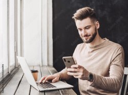 guy on phone and laptop at the same time Meme Template