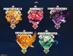 P.Fish,domingo,flowey.executable,ccisvee,and dungeonkeeper temp Meme Template