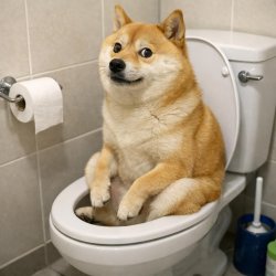 doge sitting on a toilet Meme Template
