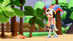 Pomni and The Shrimp NPC Meme Template