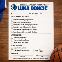 Apology form to Luka Doncic Meme Template