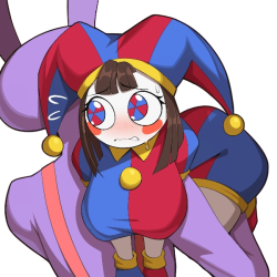 Jax and worried Pomni Meme Template