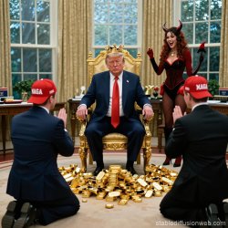 King Donald Trump Satan Mammon worship Meme Template