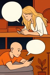girl and boy texting Meme Template