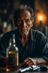 Old man drinking pistol liquor suicide alcoholism Meme Template