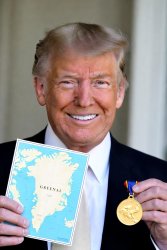 Donald Trump Greenland map and gold peace medal Meme Template