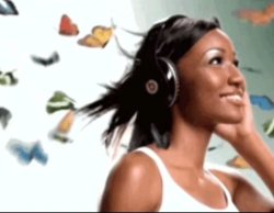 happy lady with headphones Meme Template