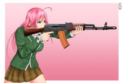 Moka Akashiya with a gun Meme Template