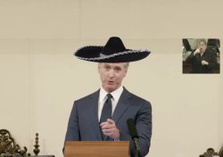 Gavin Newsom at podium template Meme Template