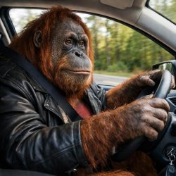 Driving orangutan Meme Template