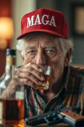 Old man drinking pistol liquor suicide alcoholism Meme Template